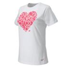 New Balance 5143 Women's Pink Ribbon Heart Tee - White, Magenta (rwgt5143wt)