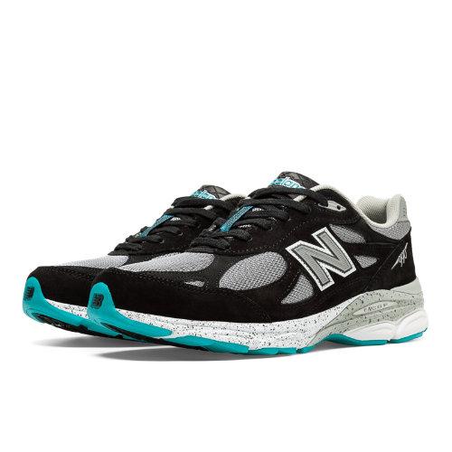 New Balance 990v3 Men's Stability And Motion Control Shoes - Black, Light Grey, Blue Atoll (m990ob3)