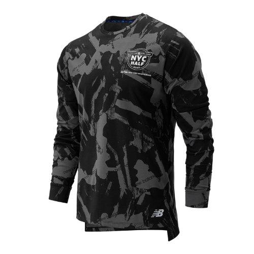New Balance 91049 Men's Nyc Half R.w.t Long Sleeve Heather Tech Tee - Black (mt91049cbit)