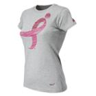 New Balance 53166 Women's Pink Ribbon Tee - Athletic Grey, Pink Glo (rwt53166ag)