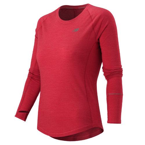 New Balance 53210 Women's Performance Merino Long Sleeve Crew - Cerise Heather (wt53210crh)