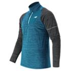 New Balance 53209 Men's Performance Merino Half Zip - Deep Water Heather, Heather Charcoal (mt53209dhm)