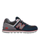 New Balance 574 Outside In Men's 574 Shoes - Deep Water/cool Grey/orange (ml574oia)