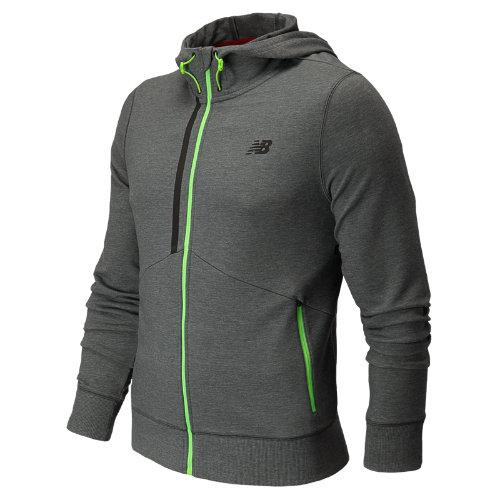 New Balance 5195 Men's Edge Hoodie - Lead Heather, Chemical Green (mfj5195leh)
