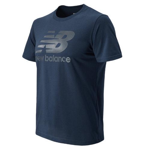 New Balance 4374 Men's Large Logo Tee - Navy, Heather Charcoal (met4374nv)