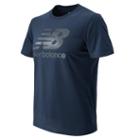 New Balance 4374 Men's Large Logo Tee - Navy, Heather Charcoal (met4374nv)