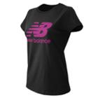 New Balance 4374 Women's Large Logo Tee - Black, Magenta (wet4374pbr)