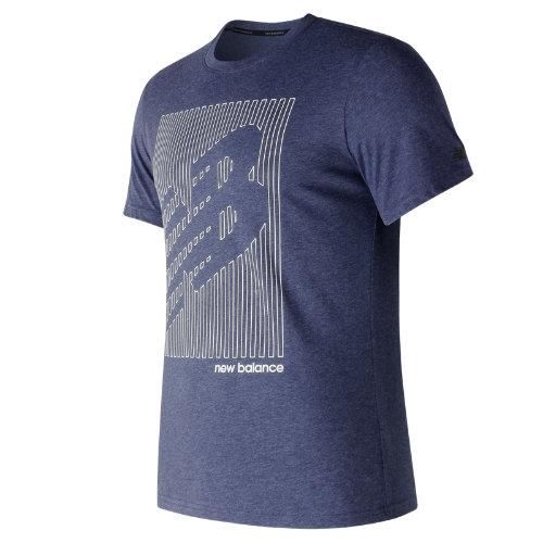 New Balance 73082 Men's Heather Tech Nb Graphic Short Sleeve - Navy (mt73082pgm)