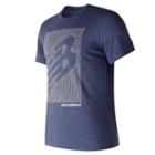 New Balance 73082 Men's Heather Tech Nb Graphic Short Sleeve - Navy (mt73082pgm)