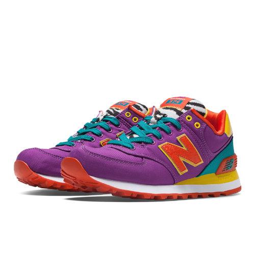 New Balance Pop Safari 574 Women's 574 Shoes - Purple Cactus Flower, Teal, Orange (wl574py)