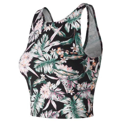 New Balance 91471 Women's Printed Evolve Crop Tank - Black (wt91471bm)
