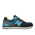 New Balance 574 Outside In Men's 574 Shoes - Black/blue Atoll/yellow (ml574oic)