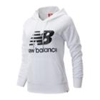 New Balance 91523 Women's Essentials Pullover Hoodie - White/black (wt91523wk)