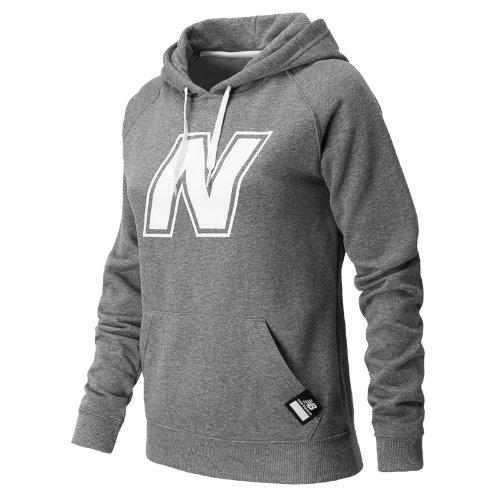 New Balance 4364 Women's Essentials Pullover Hoodie - Heather Grey, White (wet4364hgr)
