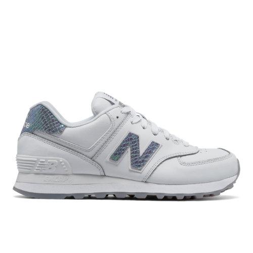 New Balance 574 Leather Women's 574 Shoes - White/silver (wl574lea)