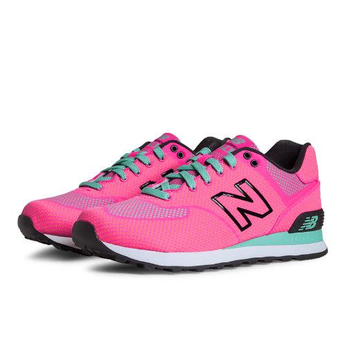 New Balance Woven 574 Women's 574 Shoes - Pink Glo, Aqua, Black (wl574epk)