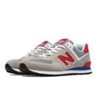 574 New Balance Men's 574 Shoes - Light Grey, Red, Blue (ml574mox)