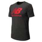 New Balance 4374 Men's Large Logo Tee - Heather Charcoal, Velocity Red (met4374vlr)