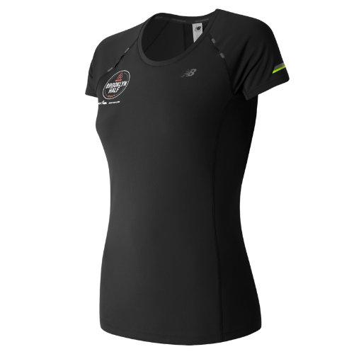 New Balance 63223 Women's Brooklyn Half Nb Ice Ss Tee - Black/white (wt63223vbkw)