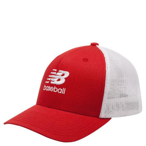 New Balance Men's & Women's 6 Panel Baseball Trucker - Red/white (500228red)