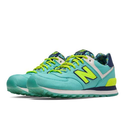 New Balance 574 Luau Women's 574 Shoes - Blue Light, Light Lime Yellow, Navy (wl574ila)