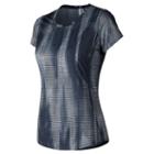 New Balance 73129 Women's Printed Accelerate Short Sleeve - Black (wt73129bae)