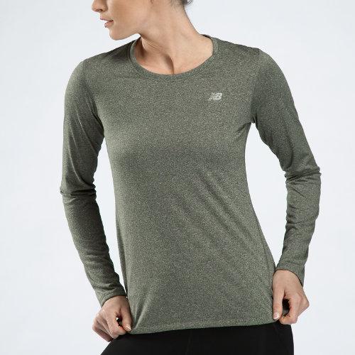 New Balance 3320 Women's Heathered Long Sleeve - Black Heather (wrt3320bk)