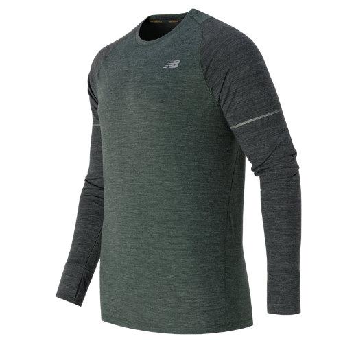 New Balance 53210 Men's Performance Merino Long Sleeve - Defense Green, Heather Charcoal (mt53210dfm)