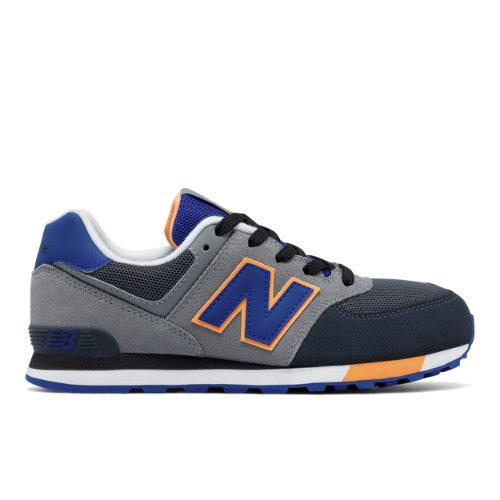 New Balance 574 Cut And Paste Kids Grade School Lifestyle Shoes - Grey/blue/yellow (kl574aeg)