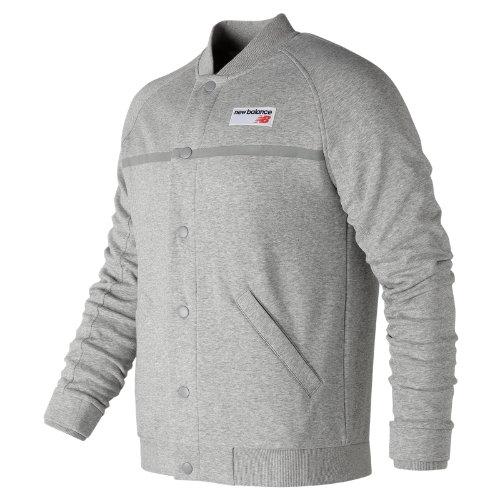 New Balance 73591 Men's Nb Athletics Snap Front Fleece - Grey (mj73591ag)