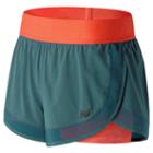 New Balance 71120 Women's Mixed Media 2 In 1 Short - Orange/grey (ws71120sre)