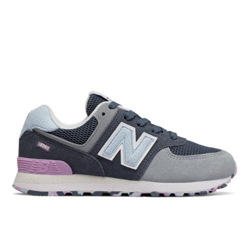 New Balance 574 Kids Grade School Lifestyle Shoes - Navy/purple (gc574uja)