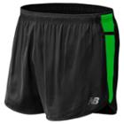 New Balance 5121 Men's Impact 3 Inch Split Short - Black, Acidic Green (mrs5121acg)