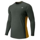 New Balance 53060 Men's Accelerate Long Sleeve - Defense Green, Gold Rush (mt53060der)
