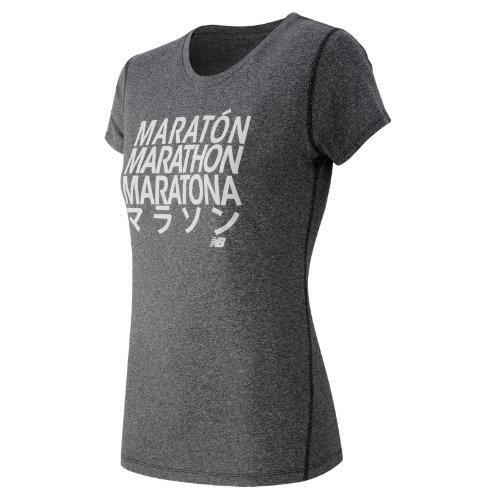 New Balance 53184 Women's Heathered Ss Tee Graphic - Black (wt53184bm)