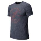 New Balance 5140 Men's Nb Classic Heathered Tee - Dark Sapphire, Dynamite (mrt5140dks)