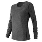 New Balance 53151 Women's Heathered Long Sleeve Tee - Grey (wt53151bkh)