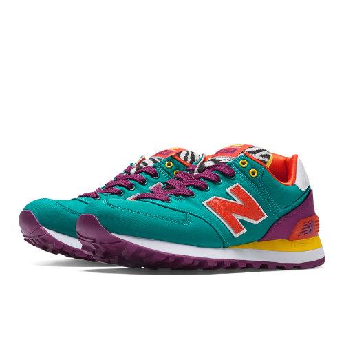 New Balance Pop Safari 574 Women's 574 Shoes - Teal, Berry, Yellow (wl574rp)