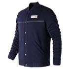 New Balance 73591 Men's Nb Athletics Snap Front Fleece - Navy (mj73591pgm)