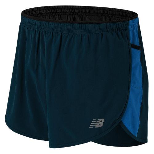 New Balance 53219 Men's Impact 3 Inch Split Short - Deep Water, Bolt (ms53219dtb)