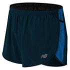 New Balance 53219 Men's Impact 3 Inch Split Short - Deep Water, Bolt (ms53219dtb)
