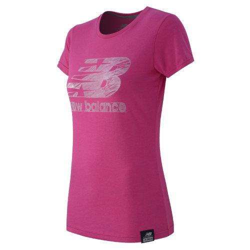 New Balance 53504 Women's Essentials Plus Ss Logo Tee - Azalea Heather (wt53504azh)
