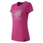 New Balance 53504 Women's Essentials Plus Ss Logo Tee - Azalea Heather (wt53504azh)