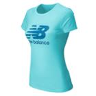 New Balance 4374 Women's Large Logo Tee - Sea Spray, Blue (wet4374ssp)