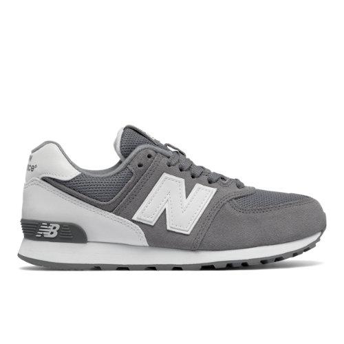 New Balance 574 High Visibility Kids Grade School Lifestyle Shoes - Grey/white (kl574ckg)