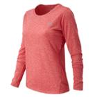 New Balance 53151 Women's Heathered Long Sleeve Tee - Cerise Heather (wt53151crh)