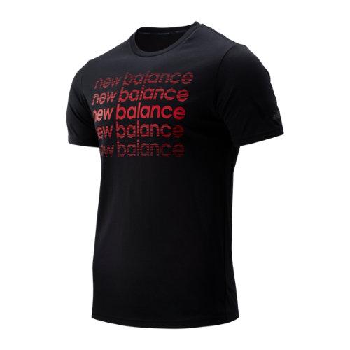New Balance 93083 Men's Graphic Heathertech Tee - Black/red (mt93083brd)