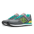 New Balance Woven 574 Women's 574 Shoes - Dark Grey, Turquoise, Lime Green (wl574agt)