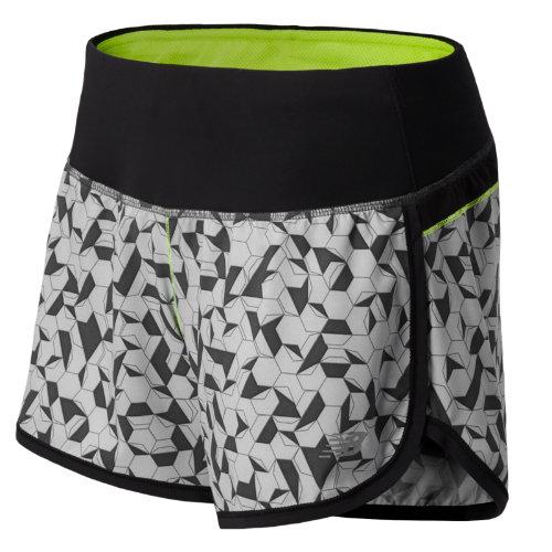 New Balance 4334 Women's Impact 4 Inch Printed Short - Solar Yellow, Black (wrs4334sry)