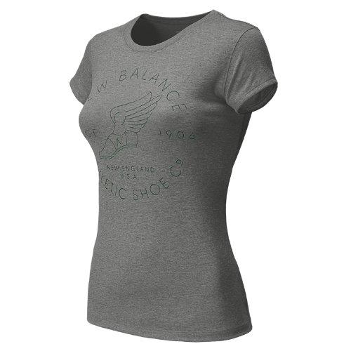 New Balance 5140 Women's Nb Classic Heathered Tee - Athletic Grey, Vital Green (wrt5140ag)